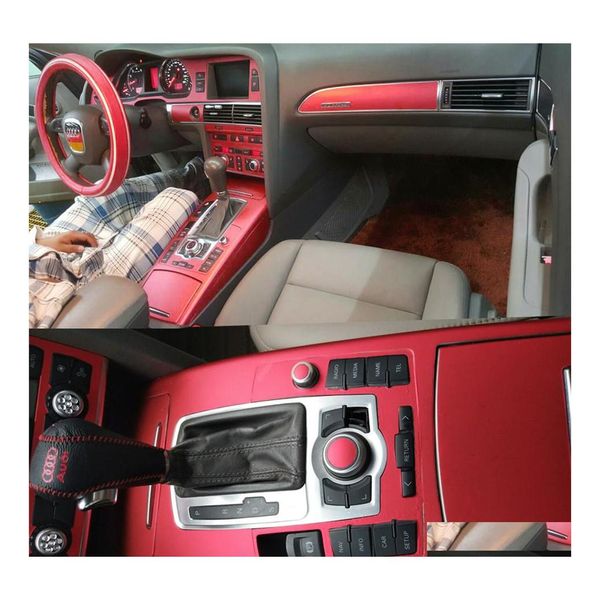 Adesivos de carro para A6 C6 20052011 Carstyling 3D 5D Fibra de fibra de carbono Console de cor de cor de cor de moldagem Decalques Drop Deliv Dhiol