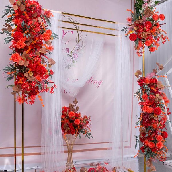 Decorazione per feste 3 pezzi Arco per matrimoni di lusso Quadrato placcato in oro Colonna Zoccolo Cornice per palloncini Fioriera Sfondo Palcoscenico di Natale all'aperto