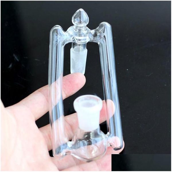 Pipe per fumatori Cool Glass Bong Narghilè Adattatore Doppio braccio Dropdown Maschio da 14 a 14,4 con 2 fori Design sul tetto Drop Down Delivery Hom Dhdu9