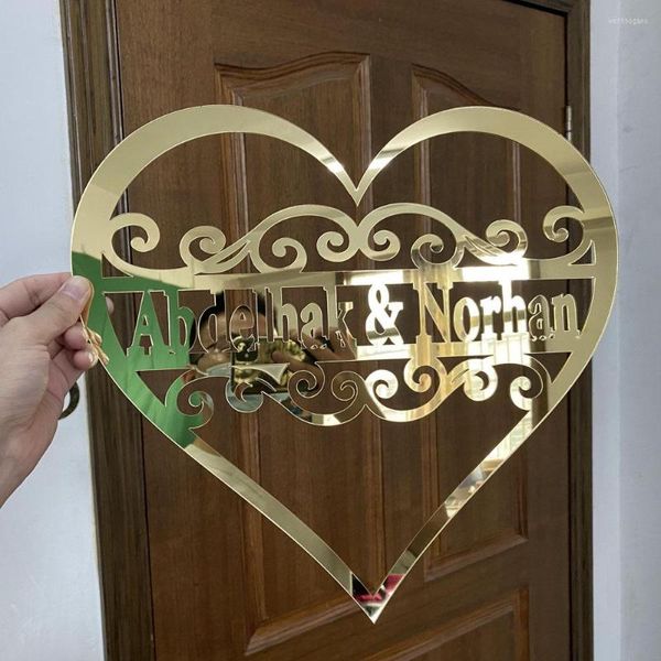 Украшение вечеринки персонализированные пары имена валентинки венок для дверей вешалка на заказ дата свадебный подарок сердца любовь