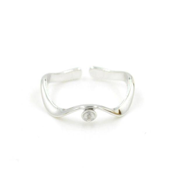 Schmuckfassungen Sterling Silber New Minimalist Curve Fashion Pearl Ring Verstellbare Hersteller Semi Mount Dg