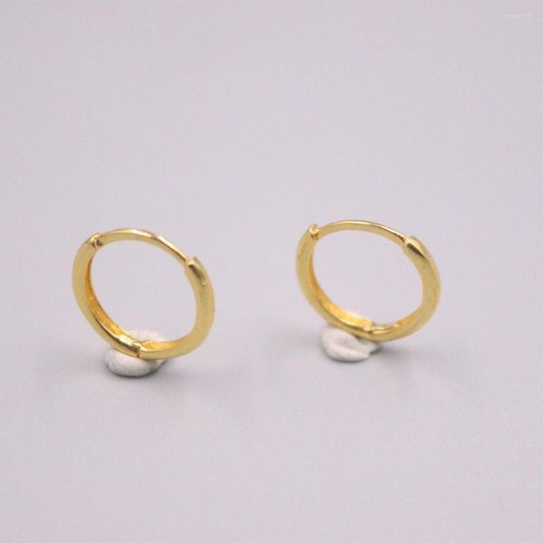 Brincos de argola Real 18k Yellow Gold 11x1,5mm Small redondo ouvido liso para mulher