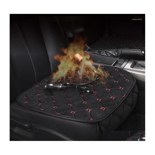 Capas do assento do carro Ers 12V Aquecimento de inverno ER PLUSH PLUSH EL￉TRICO PROTECTOR DE MAT ACESSￓRIOS INTERIORES DOUT DROP MOBILES MOTORCY DHTAJ