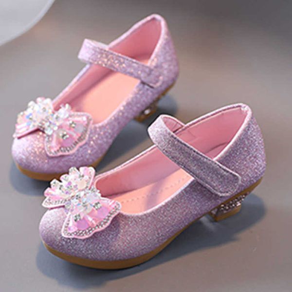 Sandals Kids realizam sapatos de couro de princesa para garotas de dança de nó casamentos de casamento de salto alto sandálias de meninas csh1266