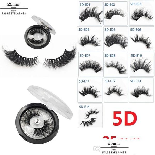 Cílios falsos 5d 25mm Faux Mink Hair Lashes Wispy macio macio e macio de mão feita de extensão falsa entrega de gotas de saúde beau dh46q