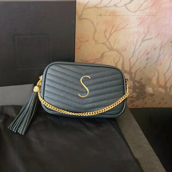 Kadınlar Erkek Lou Kamera Püsküllü Kapitone Torba Klasik Orijinal Deri Metal Zincir Çantalar Lüks Tasarımcılar Tote Omuz Çantaları Strap Famous debriyaj Crossbody Street Çantası