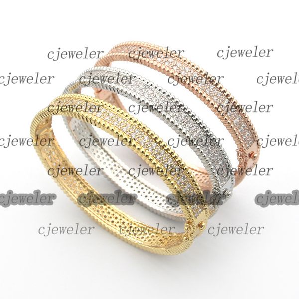 bracciali con ciondoli Perlee diamanti Bracciale Fila singola Doppia fila Design tempestato di diamanti Lettera VC Stella piena Oro 18 carati Argento 925 Confezione originale