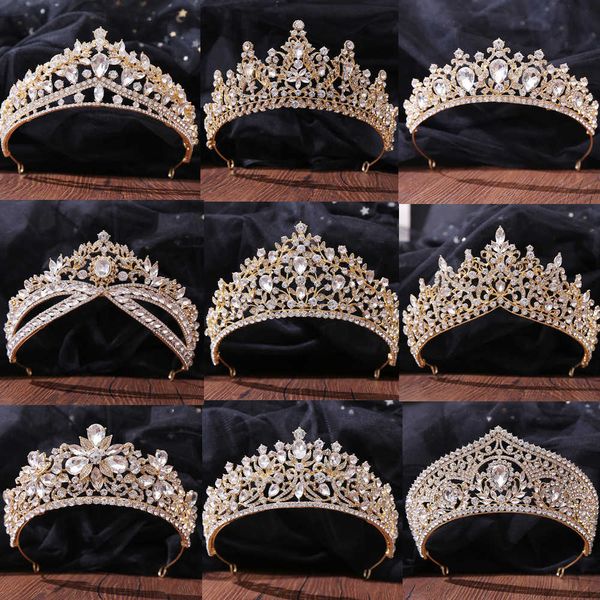 Diademi DIEZI Nuovo barocco coreano Colore oro Corona Accessori per capelli Diadema di cristallo di lusso per le donne Copricapo da sposa Gioielli per capelli da sposa Z0220