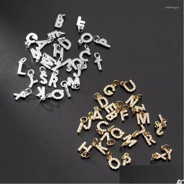 Charms Solid 925 Sterling Sier Sier Charm Pingente Letter AZ 26 Colar J￳ias Fabricantes de Presentes de Presente Droga Drop Droga Dh8nb