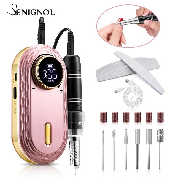 Attrezzatura per nail art SENIGNOL 35000 giri/min Trapano elettrico per unghie Display LCD professionale Portatile Tutto per strumento manicure Set per nail art ricaricabile 230220