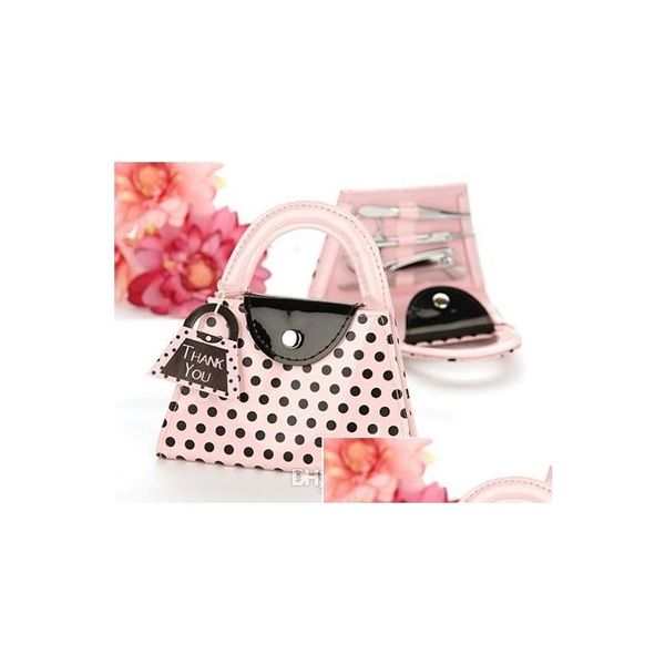 Kit per nail art Bomboniere Borsa a pois rosa Set manicure Kit regalo per addio al nubilato Kit per pedicure per ospite Consegna a domicilio Salute Bellezza Dhq5K