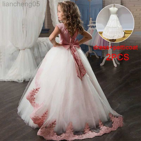 Besondere Anlässe 2023 Elegantes erstes Brautjungfernkleid Mädchen Spitze Prinzessin Kinderkleider für Mädchen Kinder kommen Party Hochzeitskleid 8 10 12 Jahre W0221