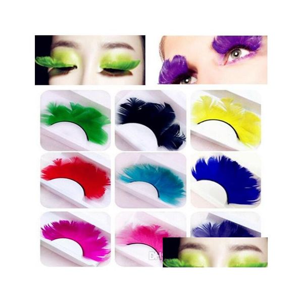 Falsos cílios da moda Cores de moda Cosplay Feather Fache Fantases