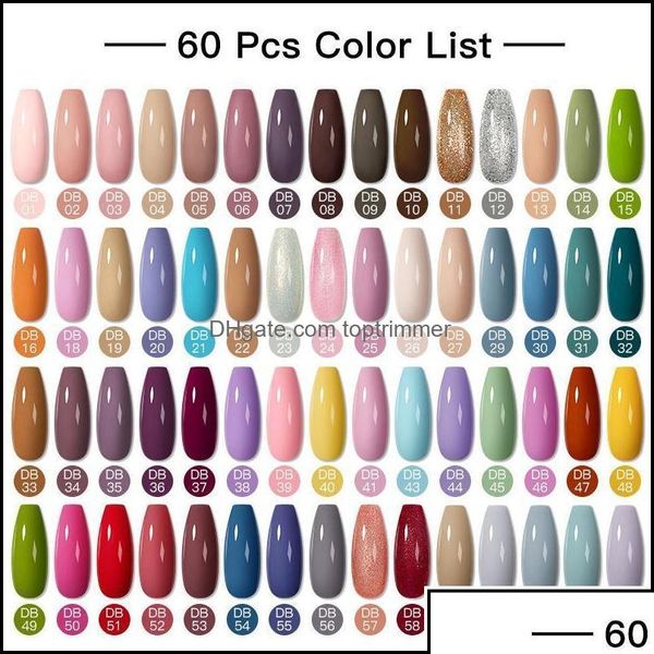 Nail Art Kit Salon Health Beauty 24Pcs Pure Color Gel Nails Polish Set Soak Off Uv Glitter Vernice Base semipermanente Dhagb