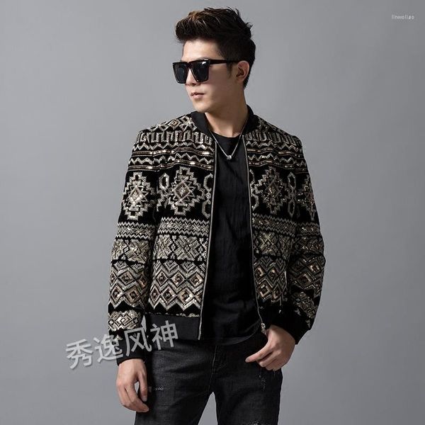 Jackets masculinos Autumn's Men's Spring Wear Wear Court Court Wind Wind importado Velvet Bordado pesado Aumente