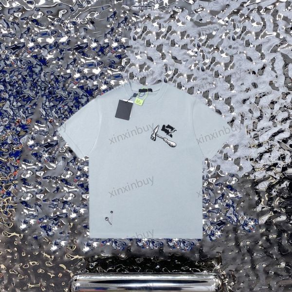 xinxinbuy Maglietta da uomo firmata Tee 23ss Multi-strumenti ricamo cotone manica corta da donna Nero Bianco Khaki XS-XL