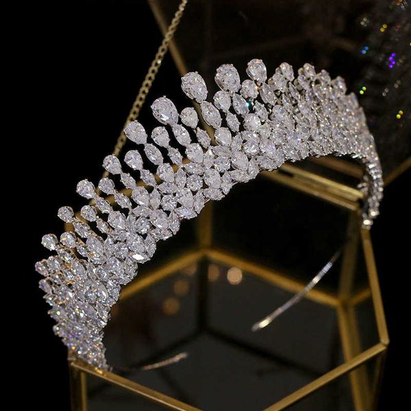 Tiaras New Bride Tiara Crystal cocar acessórios para cabelos de casamento Full Zircon Crowns Crowns de casamento da faixa para mulheres Z0220
