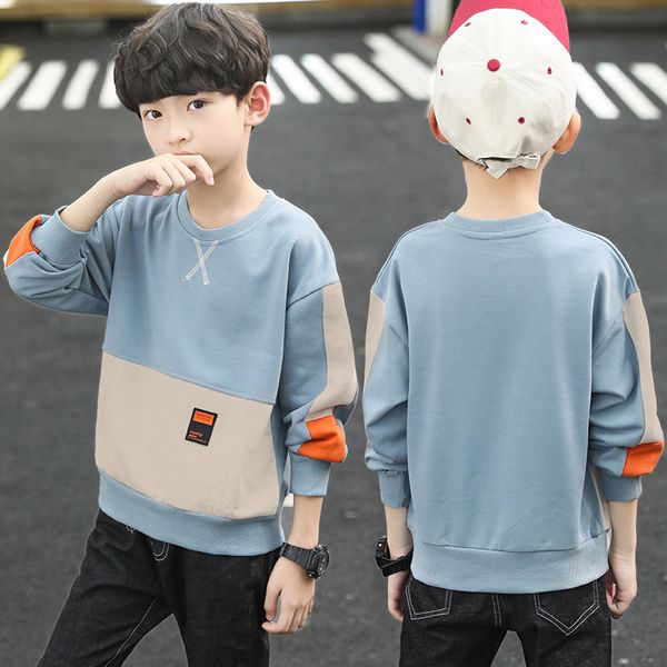 Hoodies Sweatshirts Çocuk Giysileri Erkekler 4-12yrs Autumnwinter Sweatshirt Uzun Kollu T-Shirt Çocuklar Çocuk Sweatshirts Teen Boys Patchwork Top Sucutover 230220