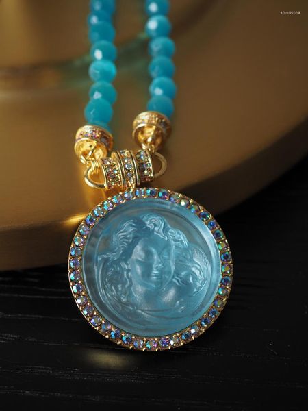 Цепи Ввременные чудесные модные спящий ангел гео -опал ожерелье для женщин -дизайнерские ювелирные ювелирные изделия.