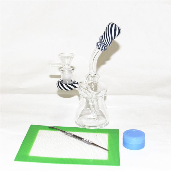 Hookahs mini tubos de água reta de tubo de água pequena plataforma de óleo de 14 mm com articulação com copo de vidro de vidro fumando silicone dab almofada de silicone