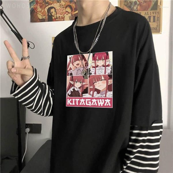 Erkekler Tişörtüm benim elbise sevgilim marin kitagawa kawaii anime tişört yaz sokak erkekleri/kadınlar uzun kollu üstler moda çizgili