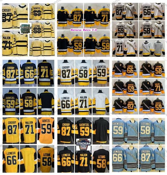 Personalizado Mens 2023 Winter Classic 87 Sidney Crosby Hóquei Jerseys 2.0 Reverse Retro 71 Evgeni Malkin Mens 59 Jake Guentzel 58 Kris Letang Mari Homens Mulheres