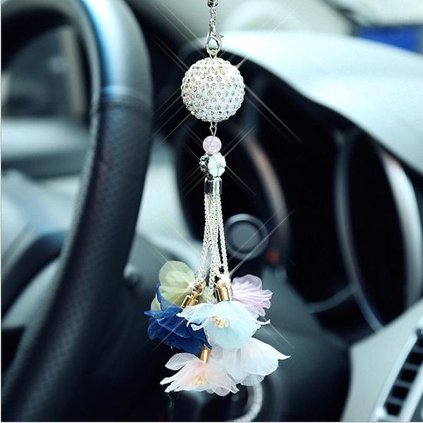 Decorazioni interne Crystal Flower Car Hanging Ornament Vista posteriore Specchio Accessori a sospensione
