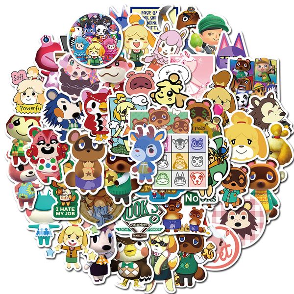 50pcs de jogo fofo animal crossing adesivos desenhos animados car￡ter graffiti infantil skateboard carros de motocicleta adesivos de bicicleta adesivos por atacado