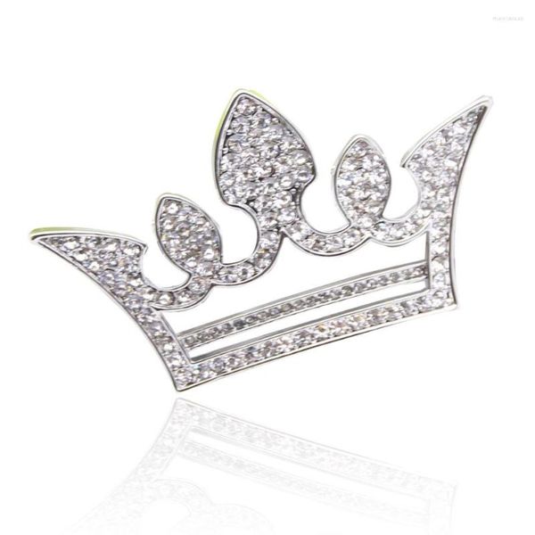 Broches de simulação royal jóias coroa broches up para mulheres broches de cristal pinos de lapela de strass hollow