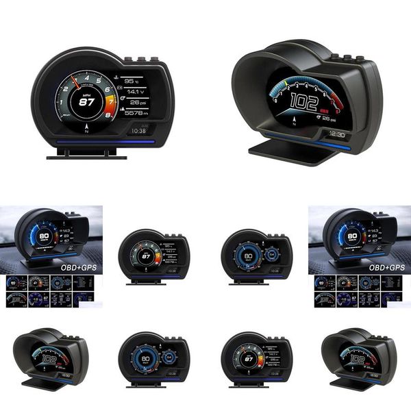 Strumenti moto Head Up Display Obd2Add Gps Colore Led Navigazione Hud Avviso velocità Tachimetro Kit Drop Delivery Cellulari Motore Dhnxv