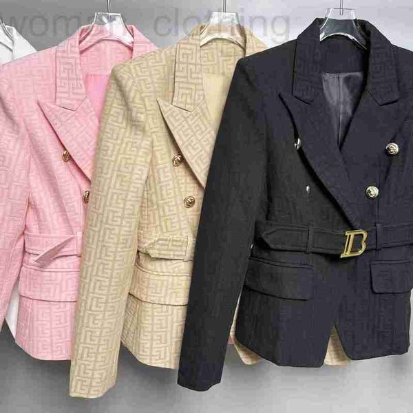 Designer-Damenanzüge, Blazer, Frühlings- und Herbstmode, hochwertiger kleiner Anzug, Löwenknopf, kurz, schwarz, weiß, Jacquard-Jacke NPF4