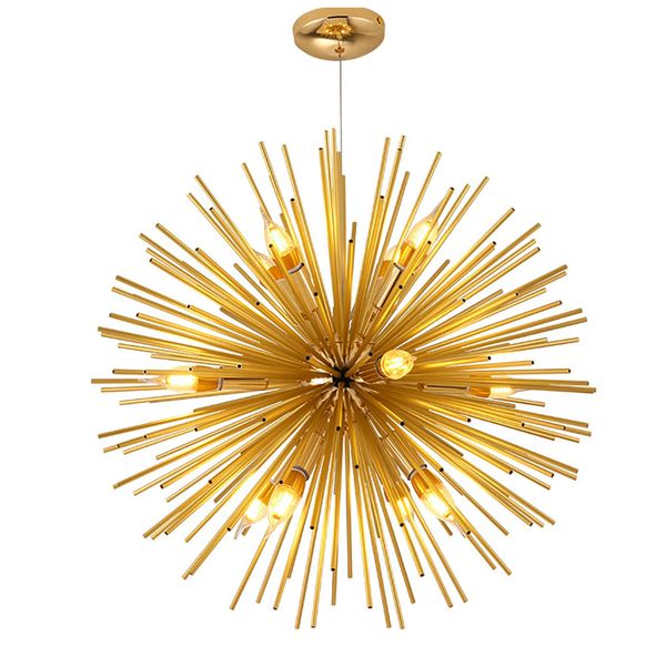 2022 Iluminação de candelabro de denússio de alumínio LED nórdico Sputnik Pingente Lamp para decoração de casa de restaurante 110V 220V