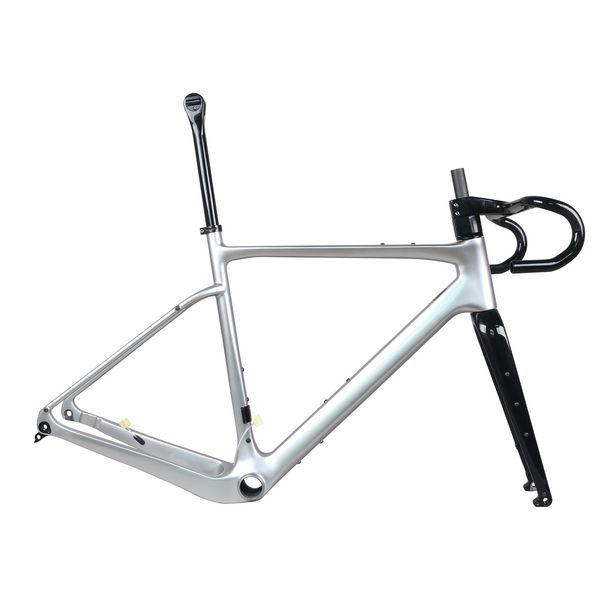 Полный интернет -кабельный гравийный велосипедный велосипеде GR044 Carbon Toray T1000 Плоское крепление дисковое серебро Размер 49/52/56/58 см