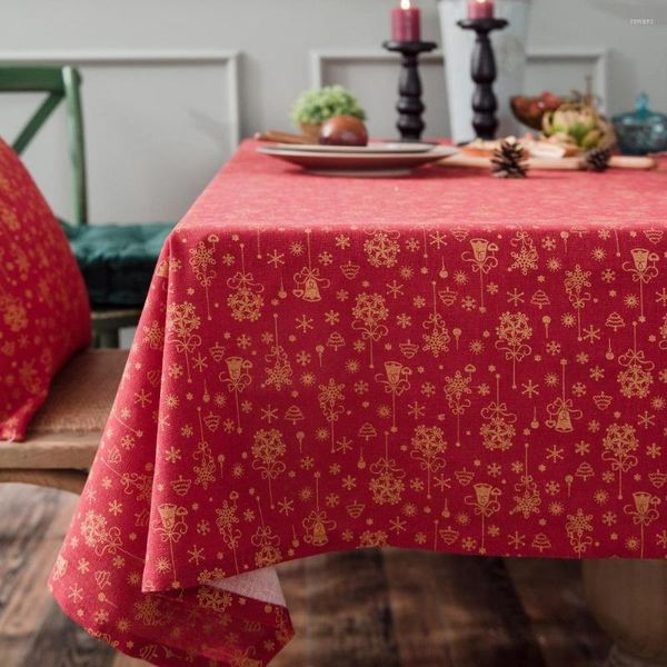 Tischdecke, Weihnachten, grün, Tischdecke, rotes Blumenmuster, japanischer Druck, nordischer Stil, für den Haushalt, wasserdicht, ölabsorbierend, Picknickdecke