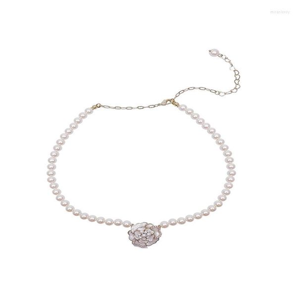 Anhänger Halsketten Mode Kamelie Perle Süßere Halskette Rose Blume Halsband Kragen Jahrestag Geschenk Damen Schmuck