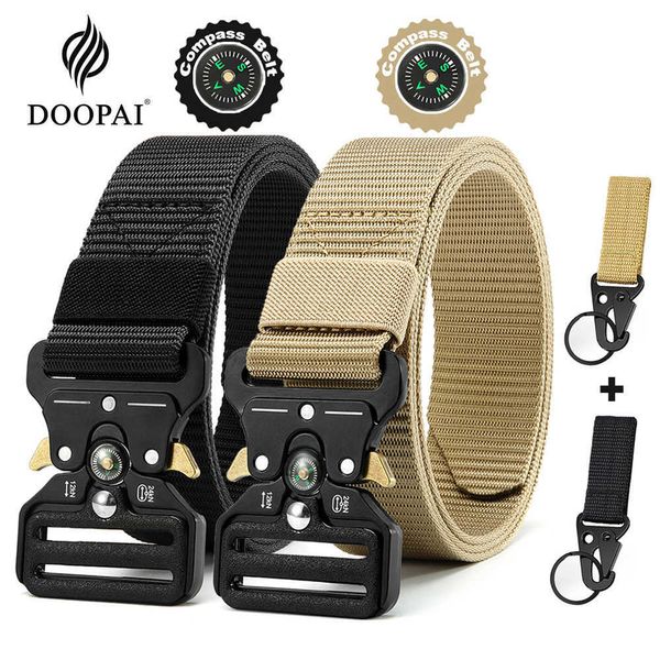 Belts Men Belt Army Army ao ar livre Hunting Compass Tactical Multi Function Combat Survival Corps Marine Canvas Para Nylon Male Luxury Belts R230221