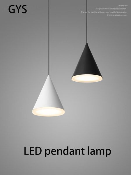 Lâmpadas pendentes Gys lustres de lustre de lâmpada moderna de alumínio ao lado do cone de downlight 7W Lighting Decoration Lighture White Black