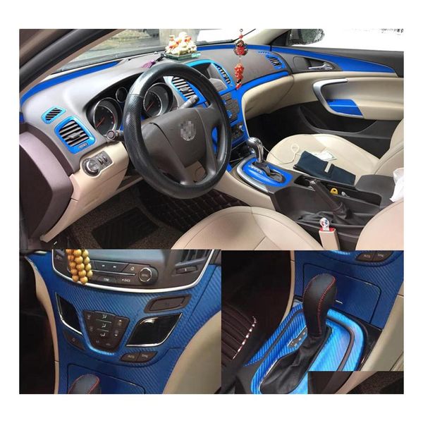 Adesivos de carro para Buick Regal 2014 Carstyling 3D 5D Fibra de carbono Console Center Console Alterar Decalques de adesivos de moldagem Drop del Dh7fn