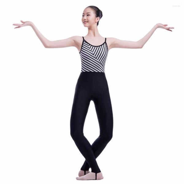 Стадия носить взрослые Lycra Ballet Dance Long Lotard Black White Camisole Spandex Unitard Bodysuit Компьют -костюмы в целом