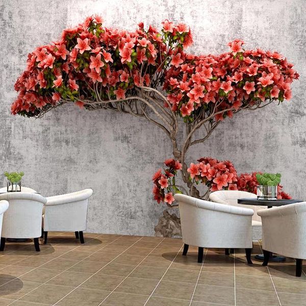 Sfondi personalizzati Po Pittura murale 3D stereoscopico Rami di fiori Albero astratto Carta da parati murale per soggiorno Camera da letto Decorazioni per la casa