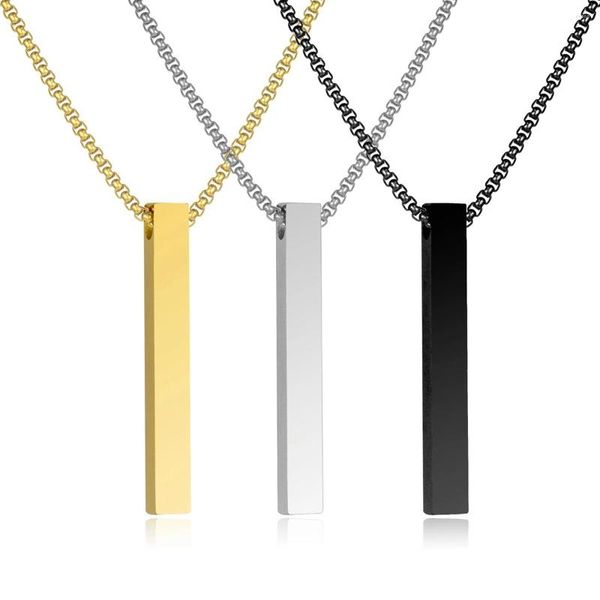 Anhänger Halsketten 12 stücke Spiegel Poliert Vier Seiten Personalisierte Quadrat Bar Benutzerdefinierte Name Halskette Für Frauen/Männer Liebhaber Geschenk schmuck