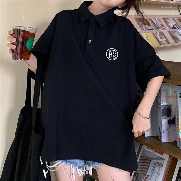 Magliette da donna Vitality School Polo Shirt Coreano Kawaii Seal T-shirt a maniche corte Ulzzang Tee Abbigliamento Estate Vintage Abbigliamento nero per