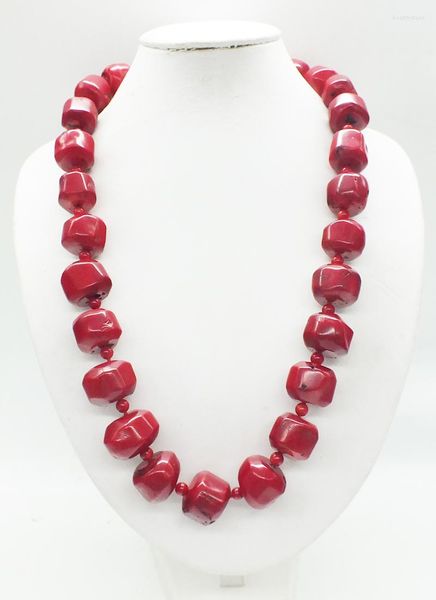 Girocollo Unico! Classica collana da sposa africana da sposo. Collana di corallo rosso naturale enorme 22MM 25