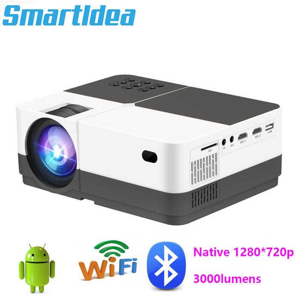 Projectors SmartlDea H3 Native 1280x720 Android WiFi Akıllı Projektör Desteği 1080p HD LED HOME PROYECTOR Büyük Ekran Video Oyunu Beamer J230221