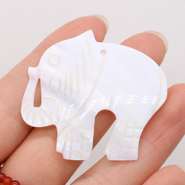 Charms de água doce natural de água branca, formato de elefante de elefante de miçangas soltas para joalheria que faz colar acessórios de pulseira DIY por atacado