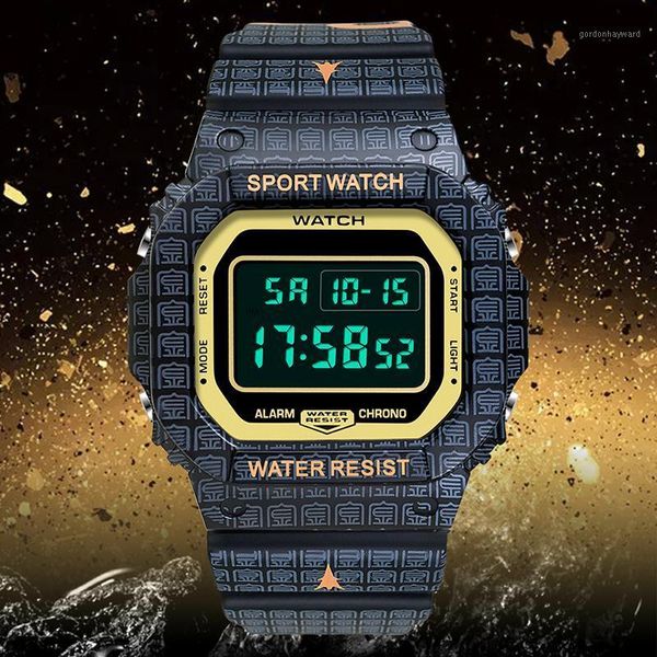 Bilek saatleri moda erkekler saat orijinal marka LED ışık dijital saatler lüks kronometre şok geçirmez spor spor saati su geçirmez kol saati