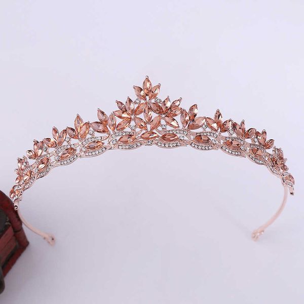 Diademi Moda semplice foglia di cristallo Diademi nuziali Corona Principessa Regina Strass Pageant Diadema Accessori per capelli da sposa Tiara de Noiva Z0220