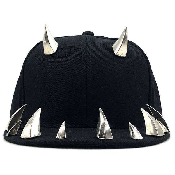 Tampas de bola adultos hip hop bull punk rock rock completo panos rivetes snapback tampa de menino cool chapéu pico de beisebol ajustável chapéus r230220 r230220