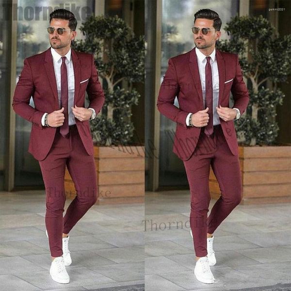 Мужские костюмы Thornike Elegant Mud Men Suit Blazer Set для вечеринки Prom 2 штуки жениха свадебная лацена