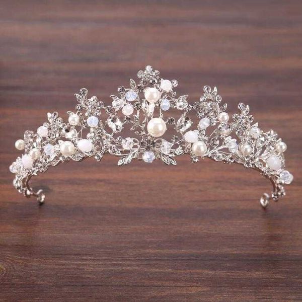 Tiaras Kmvexo Muhteşem Çiçekler Kristal İnci Büyük Düğün Kaçağı Baş Bandı Gelin Tiara Partisi Gösteri Pageant Saç Aksesuarları Z0220